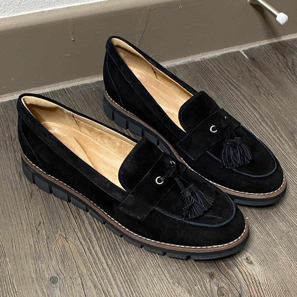 Easyspirit black suede leather vienne loafers